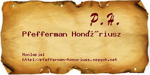 Pfefferman Honóriusz névjegykártya